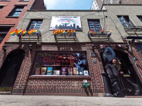 FILE - This May 29, 2014 file photo shows The Stonewall Inn, in New York's Greenwich Village. New York Sen. Kirsten Gillibrand and U.S. Rep. Jerrold Nadler annnounced Sunday, Sept. 20, 2015, that they will lead a campaign to designate Stonewall Inn as the first national park honoring LGBT history. The  tavern was the scene of a 1969 uprising at a key moment for the nascent gay rights movement.  (AP Photo/Richard Drew, File)