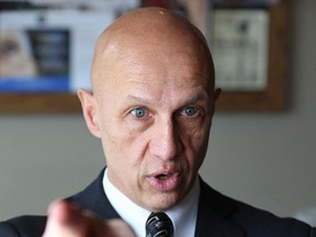 Retired police officer Rodney Bolianaz discusses the testing of radar devices at a Winnipeg coffee shop on Thu., Feb. 4, 2016. The former traffic enforcement specialist operates Radar Rodney Traffic Ticket Services. (Kevin King/Winnipeg Sun/Postmedia Network)