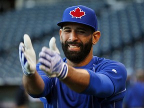 Toronto Blue Jays right-fielder Jose Bautista will coach Team Canada in Friday's NBA All-Star Celebrity Game. FILE pic. (THE CANADIAN PRESS/AP-Paul Sancya)
