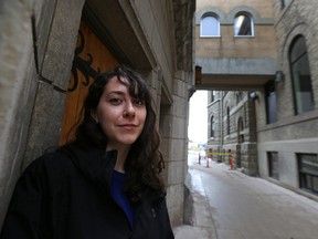 Laura Garinger, Women's Commissioner for the Canadian Federation of Students-Manitoba, poses at the University of Winnipeg on Sat., Feb. 6, 2016. The group held a forum in Wesley Hall to discuss rape culture on campuses. Kevin King/Winnipeg Sun/Postmedia Network