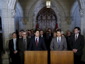 Canada's Prime Minister Justin Trudeau speaks during a news conference following a meeting with mayors of major Canadian cities on Parliament Hill in Ottawa, Canada, February 5, 2016.