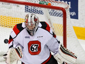 Ottawa 67's goalie Liam Herbst. (Clifford Skarstedt, Postmedia Network)