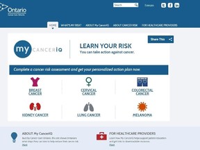 Ontario’s MYCancerIQ.ca website, which lets individuals assess their cancer risk online, is expanding.