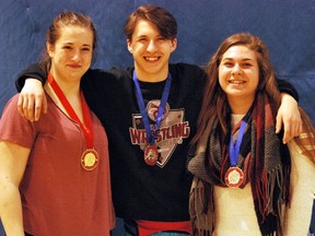 Zoe Mullin-Belanger, Eathan Draper, and Jasmine Tessier each medaled at this year's Ontario Cadet Open and Juvenile Championships, hosted at Ben Avery Gymnasium at Laurentian University this past weekend. Keith Dempsey/For The Sudbury Star