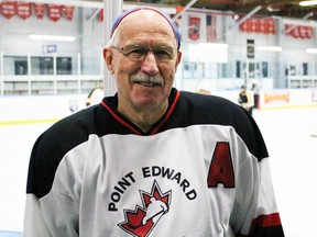Al Stewart, 84, is the oldest member of the Point Edward Seniors recreational hockey league. The Sarnia retiree plays twice per week with the group at the arena in Point Edward. (Terry Bridge, Sarnia Observer)