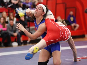 Jasmine Mian (blue) won bronze at a January Olympic test event in Rio de Janiero, but understood the risks of the mosquito-borne Zika virus and took the necessary precautions during the competition. (Bob Tymczyszyn/Postmedia Network/Files)