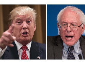 Donald Trump and Democratic presidential candidate Bernie Sanders.  (AFP PHOTO/Files)