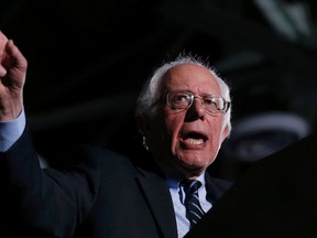 A victorious Bernie Sanders speaks in New Hampshire on Tuesday night. (REUTERS)