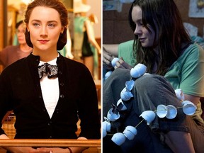 Saoirse Ronan in Brooklyn and Brie Larson in a scene from Room. (Handout photos)