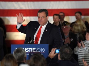 Republican presidential candidate and New Jersey Governor Chris Christie addresses the crowd at his primary election night party Nashua, New Hampshire, in this February 9, 2016, file photo. (REUTERS/Gretchen Ertl/Files)