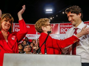 Prime Minister Justin Trudeau attends a campaign rally with Premier Kathleen Wynne for Elizabeth Roy, Ontario Liberal candidate for Whitby-Oshawa, in Whitby on Tuesday February 9, 2016. (Dave Thomas/Toronto Sun)