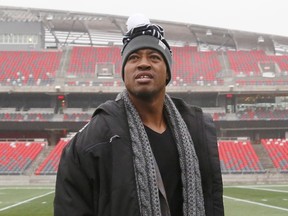 Ottawa Redblacks quarterback Henry Burris leaves after clearing out his locker at TD Place in Ottawa on Tuesday, December 1, 2015. THE CANADIAN PRESS/ Patrick Doyle