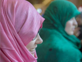 Try on a hijab event at the University of Alberta. (Shaughn Butts/Postmedia)