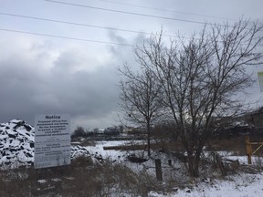 A local development company is seeking approval for a 215,000-square-foot commercial centre in the old quarry off Division Street near Highway 401 where it says it would build a second Walmart location. (Julia McKay/The Whig-Standard)