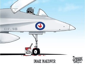 The Feb. 9 cartoon depicting a cowering CF-18 Canadian pilot