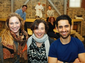 Hothouse director Kathryn MacKay, centre, with her cast: front, l-r Kaleigh Gorka and Ali Momenback, l-r Jesse MacMillan, Carolyn Hetherington, Sean Meldrum and Krista Garrettpose for a photo during rehearsal on Wednesday February 10, 2016 of Theatre Kingstons next production, Hothouse, which opens February 20 at the Isabel Bader Centre for the Performing Arts. Julia McKay/The Whig-Standard/Postmedia Network