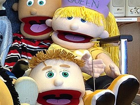 Photos of Canadian Mental Health Association Kingston office puppets Jose, top left, and Queen Brenda, which were stolen from their Kingston office on Wednesday. (Submitted photo)