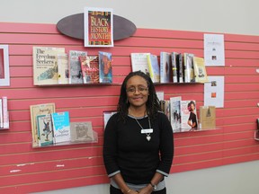 Heather Rennalls, a local historian and library employee, put together a display at the Tillsonburg Public Library in honour of Black History Month.  Rennalls said one of the books - The Freedom Seekers: Blacks in Early Canada - is what drew her into this area of research in the first place. (MEGAN STACEY/Sentinel-Review)