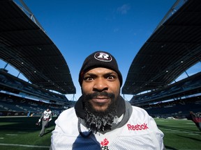 Ottawa Redblacks' Jeremiah Johnson leaves the field with ice on his beard after Grey Cup football practice in Winnipeg on Nov. 27, 2015. (THE CANADIAN PRESS/Darryl Dyck)