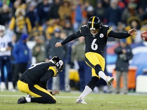 Canadian kicker Shaun Suisham will have his work cut out to regain his job with the Steelers next season. (Andy Lyons/Getty Images/AFP/Files)