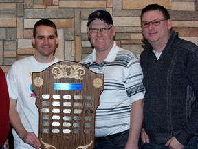 From left, skip Jerry Meyskens, vice Randy Meyskens, second Dave Meyskens and lead Jay Rutter won the Kel-Gor first championship game at the 43rd annual Sarnia Oil Chemical Bonspiel. Meyskens' rink won the first final for the second year in a row. Handout/Sarnia Observer/Postmedia Network