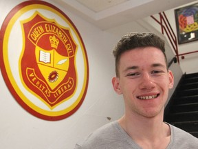 John MacDonald, at Queen Elizabeth Collegiate, was recently awarded a $5,000 scholarship for post-secondary education from the Horatio Alger Association of Canada. The award goes to graduating students who have overcome significant adversity in their lives. (Michael Lea/The Whig-Standard)