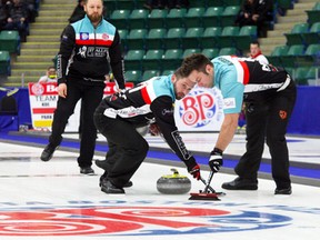Charley Thomas defeated Mick Lizmore in Thursday's A event final at the Boston Pizza Cup in Camrose to advance directly to Saturday's A-Bfinal, giving him the inside track to advance to the Brier. (Amielle Christopherson)