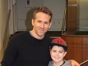 Deadpool star Ryan Reynolds visited Edmonton boy Connor McGrath in hospital six weeks ago for an early screening of the hit Marvel Comics movie. FACEBOOK PHOTO
