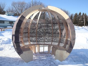 First year students at the Laurentian School of Architecture produced four warm-up huts for the skate path. The huts will be on the lake until the skate path closes. Gino Donato/Sudbury Star/Postmedia Network