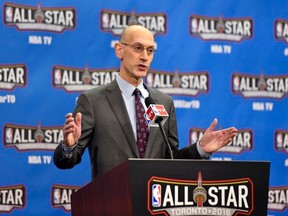 NBA commissioner Adam Silver speaks to the media during the NBA All Star Saturday Night at Air Canada Centre. (Bob Donnan/USA TODAY Sports)