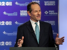 Former New York Governor Eliot Spitzer speaks during a primary debate for New York City comptroller in the WCBS-TV studios in New York, August 22, 2013. REUTERS/Frank Franklin II/POOL