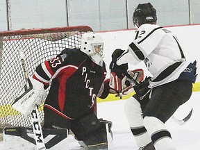 Picton Pirates aren't going to the Empire Jr. C playoffs, but goalie Charles Grimard was the league's co-winner of MVP Netminder honours. (Bruce Bell/The Intelligencer)