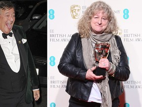 Stephen Fry quit Twitter after a backlash for the comedian jokingly refer to costume designer Jenny Beaven as a "bag lady" at the BAFTAs. (Tim McLees/Lia Toby/WENN.com)