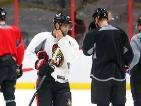 Clarke MacArthur of the Ottawa Senators skates off the ice during practice at Canadian Tire Centre in Ottawa on Feb. 3, 2016.