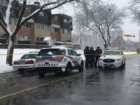 Toronto Police are searching for a gunman after a man was shot in Flemingdon Park Tuesday afternoon. CHRIS DOUCETTE/TORONTO SUN