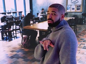 A PhotoShop picture of Drake from a fake Instagram account. The caption reads:  Ever since I left the campus, you, you, you You and me we just don't get along Making noise in Quiet Study when you know its wrong. Accessing private lab spaces where you don't belong. #utsc #uoft #toronto #scarborough #hotlinebling #whenmyessayoutlinebling #beardgang