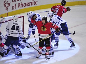 The Maple Leafs lost 7-2 to the Blackhawks on Monday night in Chicago to wrap up a five-game road trip. (USA TODAY Sports)