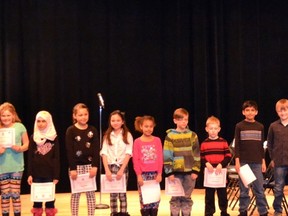 A group of contestants from the Organization for Literacy in Lambton's 2015 Spelling Bee show off their certificates following a fierce competition.
submitted photo for SARNIA THIS WEEK