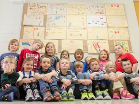 When teacher Khushbu Masrani's Grade 2/3 class first learned about Syrian refugees relocating to Canada they took it upon themselves to make them poster to welcome them to their new country. (Darryl Coote/Reporter)
