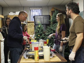 Berea-by-the-Water Lutheran Church Shrove Tuesday supper on Feb. 9. Pictured here from left to right, Shelby Hamp, John Schilbe, Bailey Hamp, Faith Allen and Brian Hamp. (Contributed photo)