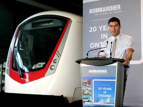 Ziad Rizk, site manager and director of engineering of the Bombardier Loyalist Township manufacturing facility, speaks before a video link conference celebrating the company's 20 years of conducting business in Ontario. (Whig-Standard file photo)