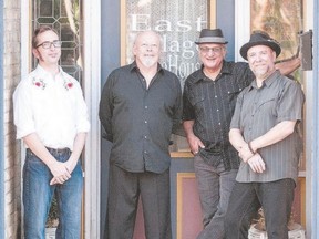 Ian Gifford, left, David Essig, Rick Taylor and Richard Miron have turned decades of mutual acquaintance into the London-based roots music group known as Essig Taylor Gifford Miron. Essig, of B.C., is the lone musician from outside the London region in the quartet. (Special to Postmedia News)