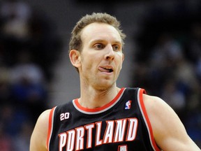 This is a Feb. 14, 2011, file photo showing then-Portland Trail Blazers’ Sean Marks during a game in Minneapolis. The Brooklyn Nets have hired Sean Marks of the San Antonio Spurs as their general manager. (AP Photo/Jim Mone, File)