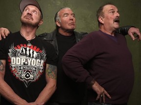 Wrestling legends Diamond Dallas Page, left to right, Scott Hall and Jake The Snake Roberts. (YouTube image)