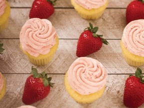 Strawberry Icing from the "The Prairie Girl Cupcake Cookbook: Living Life One Cupcake at a Time." is shown in this undated handout image. (THE CANADIAN PRESS/HO)