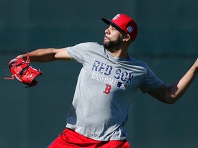 Boston Red Sox starting pitcher David Price throws during a spring training practice in Fort Myers, Fla., Thursday, Feb. 18, 2016. (AP Photo/Patrick Semansky)