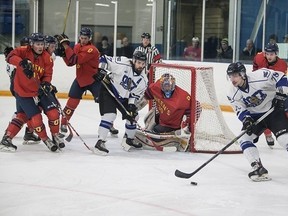 Henry Thompson's overtime goal gave the Queen's Gaels a 4-3 win in Game 1 of their best-of-three first-round playoff series against the Ontario Institute of Technology Ridgebacks in Oshawa on Thursday night. (Queen's University Athletics)