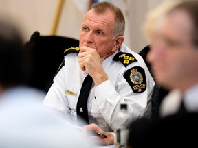 Chief of Police Rod Knecht takes part in an Edmonton Police Commission meeting at City Hall, in Edmonton, Alta. on Thursday Nov. 19, 2015.
