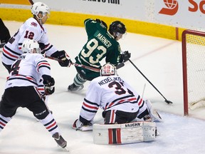 London Knights forward Mitch Marner gets around Niagara goaltender Alex Nedeljkovic and tucks the puck in to tie the game early in the third period at Budweiser Gardens in London on Feb. 12, 2016. (Mike Hensen/The London Free Press/Postmedia Network)