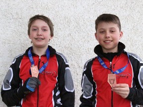 Sean Ulrich, left, and Caleb Ree, right, returned from the Alberta Winter Games with a bronze medal, the first Vermilion skiers to medal since Tyla Cooper in 1998.